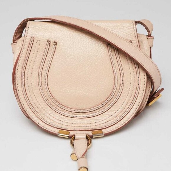 Chloe Pink Pebbled Leather Mini Marcie Bag - Picture 1 of 12